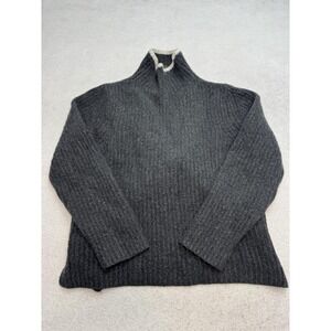 Theory Sweater Womens Small Gray‎ Mock Neck Chunky Knit Pullover Long Sleeve